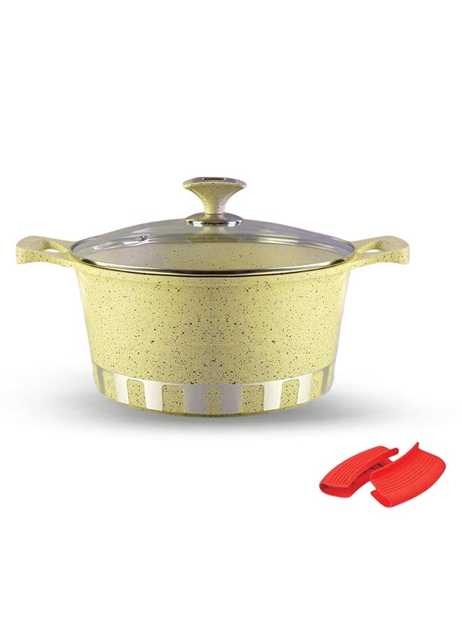 RK ROYAL KITCHEN Cresta Classic Non Stick Diecast Casserole Set – 10 Pcs with Glass Lids & Nylon Spoons, Sizes 20, 24, 28 cm, High-Quality Aluminium, Marble Coated Creamy White Beige, Food Grade, Stylish Design, Durable and Easy to Clean  - Image 2