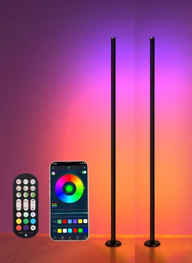 Serenova 2Pcs - Gaming Lights RGB Light - LED Corner Lamp for Living Room, 10W Color Changing Floor Lamp with APP & Remote Control, Music Sync, Dimmable Timer for Bedroom & Gaming Room  - Image 1