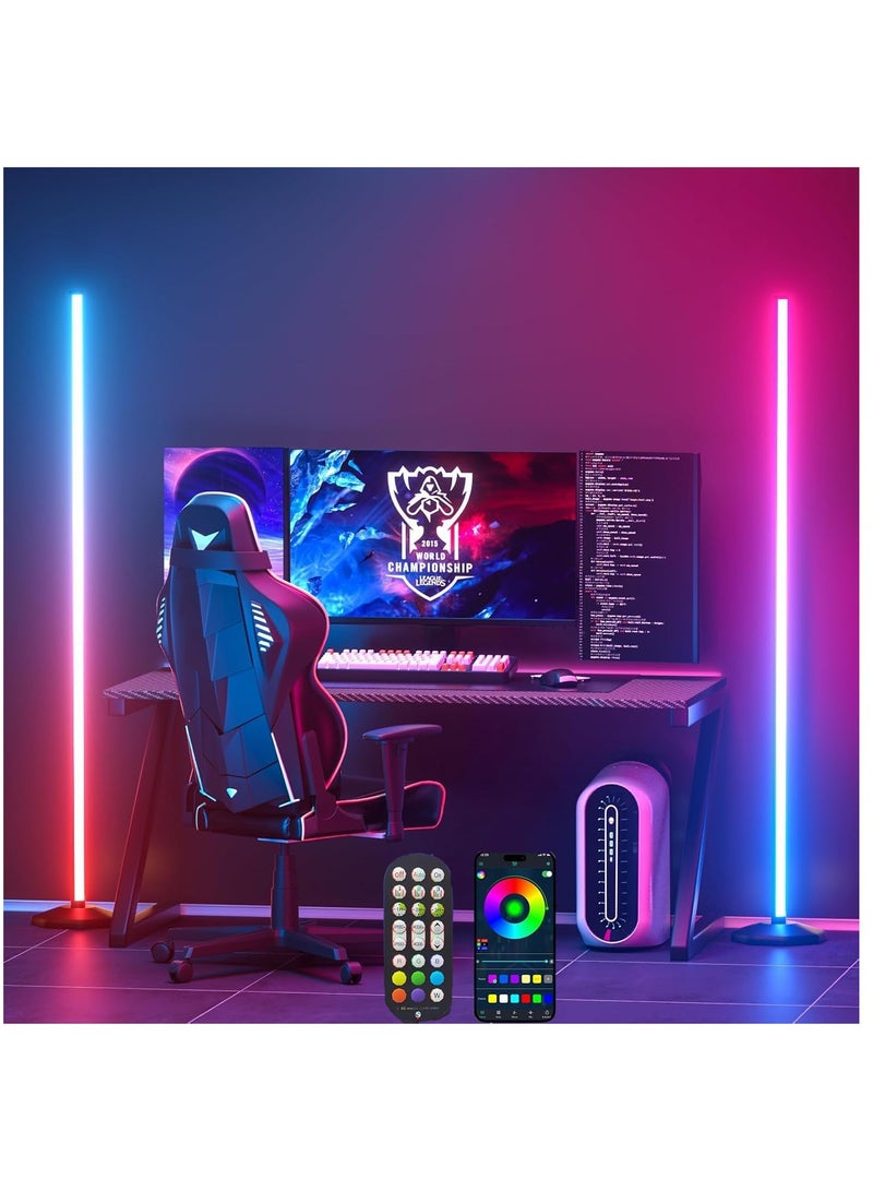 Serenova 2Pcs - Gaming Lights RGB Light - LED Corner Lamp for Living Room, 10W Color Changing Floor Lamp with APP & Remote Control, Music Sync, Dimmable Timer for Bedroom & Gaming Room  - Image 4