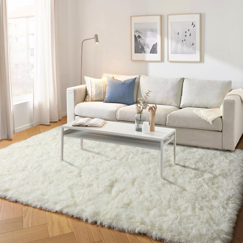 باجيسوفي Pagisofe Fluffy Shag Area Rugs لغرفة نوم غرفة المعيشة كريمة أبيض فائق النعومة السجاد أشعث فتيات للفتيات الفتيان غرفة نوم داخلية 4x6 سجادة السرير الأطفال - Image 1