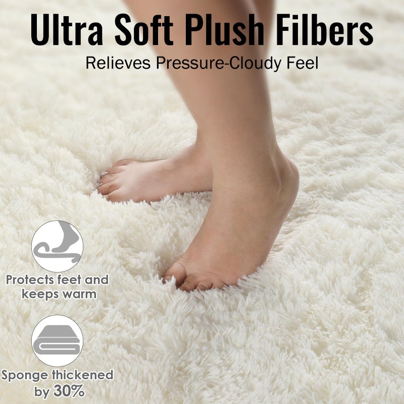 باجيسوفي Pagisofe Fluffy Shag Area Rugs لغرفة نوم غرفة المعيشة كريمة أبيض فائق النعومة السجاد أشعث فتيات للفتيات الفتيان غرفة نوم داخلية 4x6 سجادة السرير الأطفال - Image 2