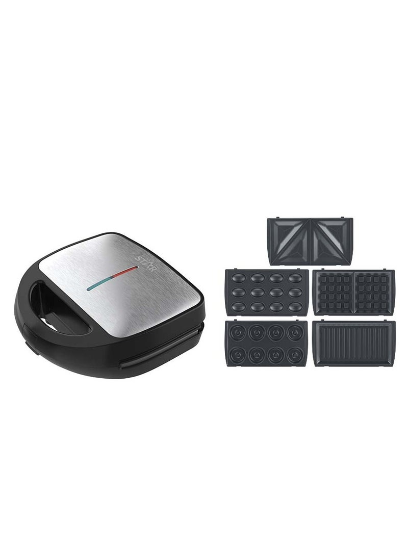 Winning Star 5 in 1 Electric Sandwich Maker, Panini Press Grill,  Waffle Iron, Donuts Maker, Nuts Maker Set with Removable Non-Stick Plates, Multi-Snack Maker Perfect for Cooking Grilled Cheese, Burgers, Steaks and Snacks - Image 3