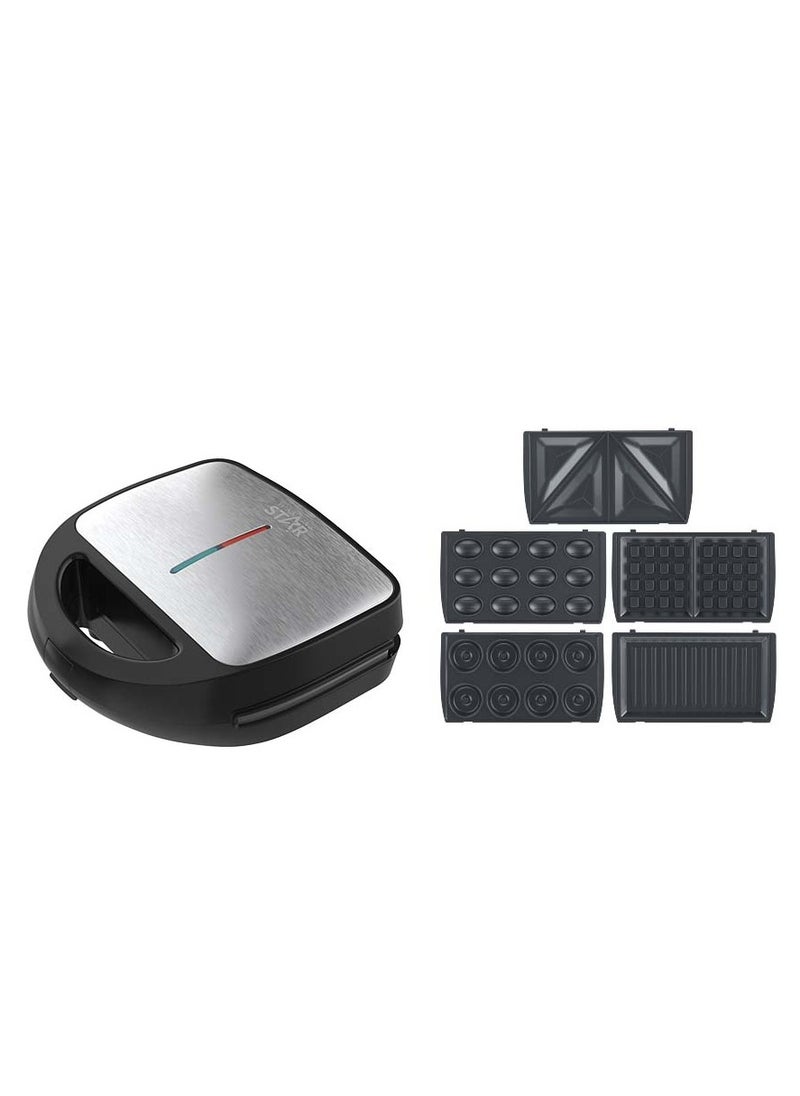 Winning Star 5 in 1 Electric Sandwich Maker, Panini Press Grill,  Waffle Iron, Donuts Maker, Nuts Maker Set with Removable Non-Stick Plates, Multi-Snack Maker Perfect for Cooking Grilled Cheese, Burgers, Steaks and Snacks  - Image 2