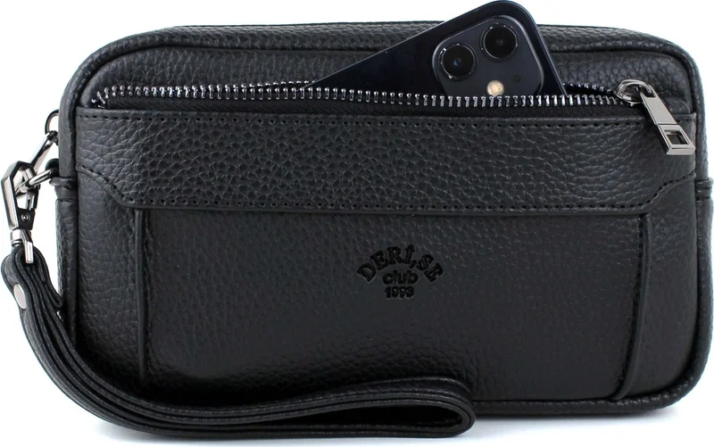Derise Club Men's Black Luxury Clutch and Bracelet Belt Portfolio Clutch Bag