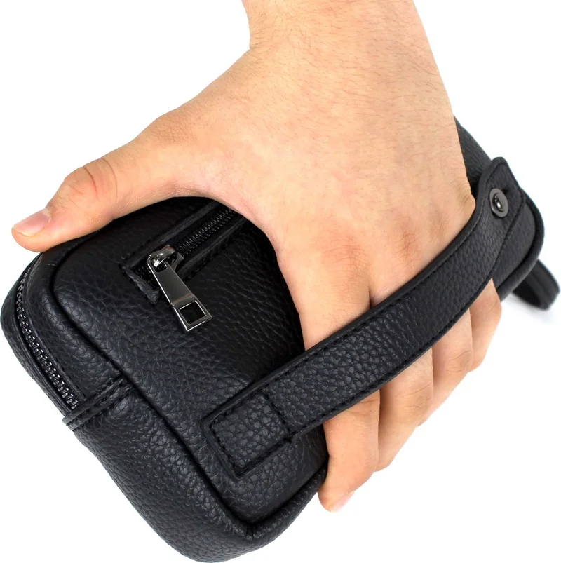 Derise Club Men's Black Luxury Clutch and Bracelet Belt Portfolio Clutch Bag