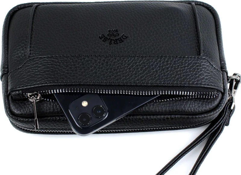 Derise Club Men's Black Luxury Clutch and Bracelet Belt Portfolio Clutch Bag