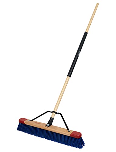 Harper Harper 24 Inch Push Broom with Stiff Bristles Premium Heavy Duty Outdoor WetDry RoughSurface for Mulch Gravel Oil Dry Dirt Soil with Long Wooden Handle 