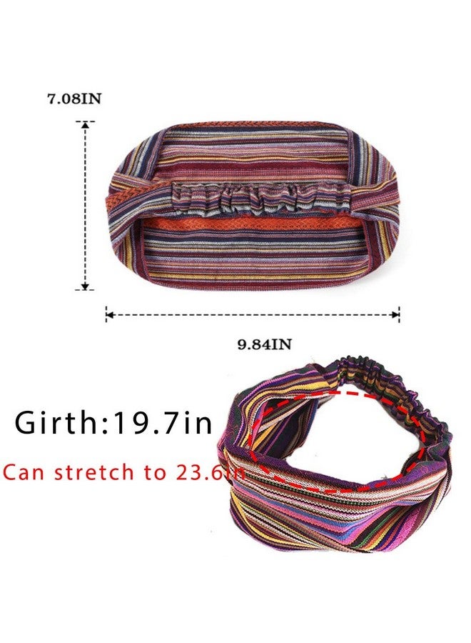 CAKURE Boho Wide Headbands African Head Wraps Stretchy Hairbands Stripe Turban Head Bands For Women And Girls Pack Of 3 (Set1) - Image 2