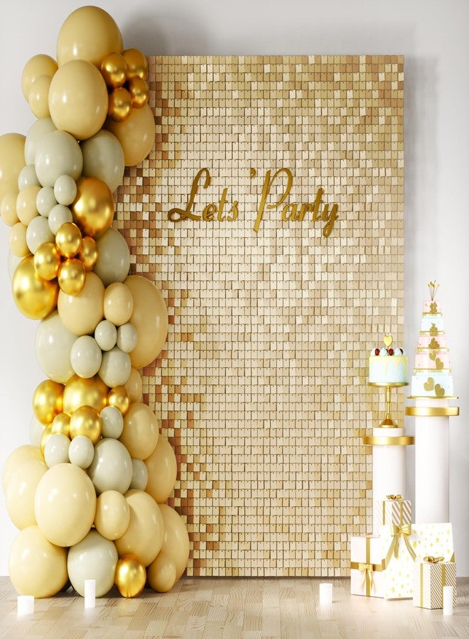 COKAOBE Champagne Gold Shimmer Wall Backdrop 24PCS Gold Sequins Backdrop Decoration Panels, Photo Backdrops for Birthday, Anniversary Wedding Engagement Decoration (Champagne Gold) - Image 1