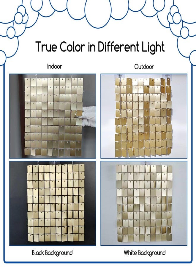 COKAOBE Champagne Gold Shimmer Wall Backdrop 24PCS Gold Sequins Backdrop Decoration Panels, Photo Backdrops for Birthday, Anniversary Wedding Engagement Decoration (Champagne Gold) - Image 4