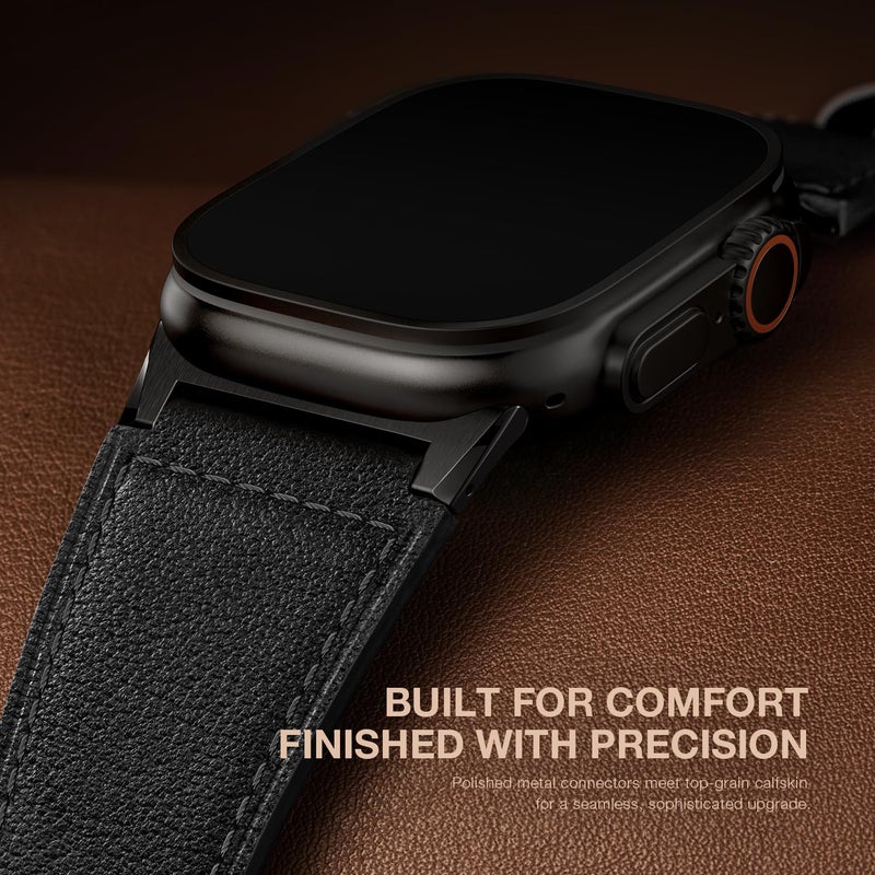 Suitisbest أشرطة جلدية Suitisbest متوافقة مع ساعة آبل ألترا 49mm 46mm 45mm 44mm 42mm، حزام استبدال من جلد العجل الأصلي يناسب الرجال iWatch سلسلة 11 10 9 8 7 6 5 4 3، SE 3 2 1، ألترا 3 2 1 - Image 4