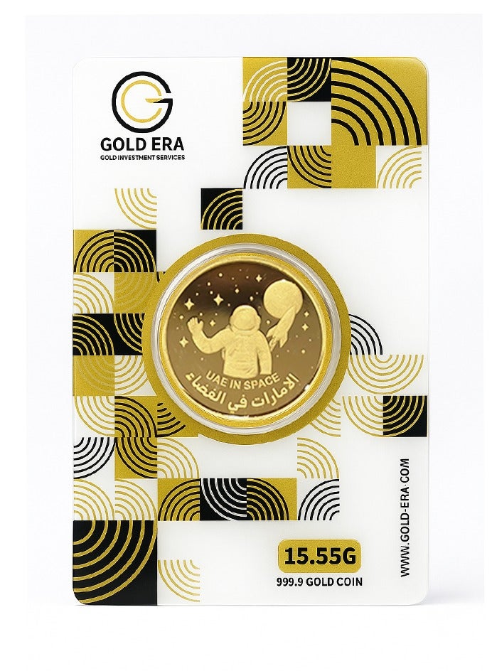 جولد ايرا Gold Era 15.55 Grams Gold Coin – 24K 999.9 Pure Gold Coin with Space Design, Certified Investment Coin in Sealed Packaging  - Image 1