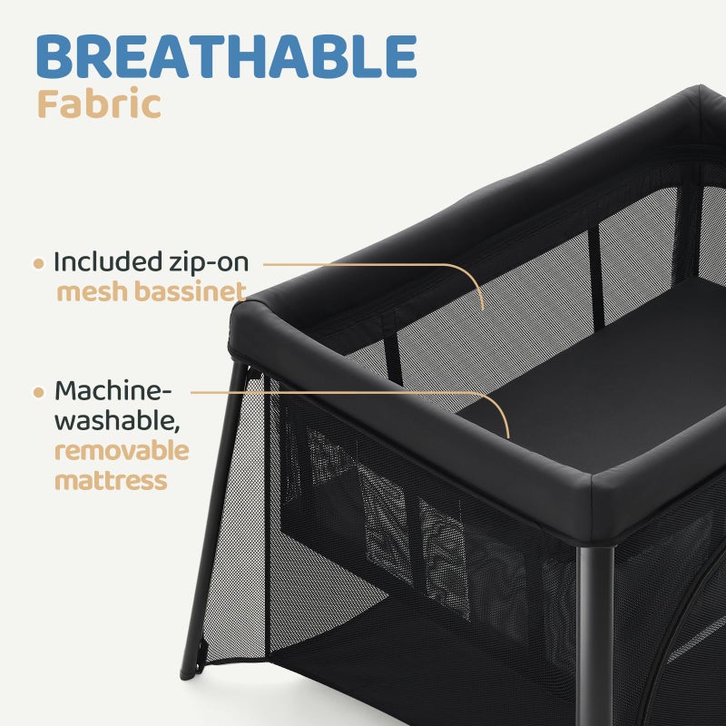 HARPPA Travel Crib, Lightweight Portable Crib Requires No Assembly, Foldable Pack and Play for Baby and Toddlers, Compact Play Yard with Bed,Black - Image 5