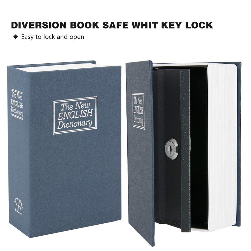 KYODOLED صندوق أمان كتاب KYODOLED مع قفل مفتاح محمول صندوق أمان معدني قاموس كتاب أمان مخفي 95 x 61 x 2 2 بحري كبير - Image 3