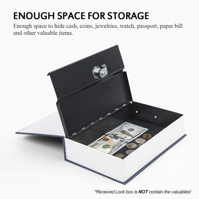 KYODOLED صندوق أمان كتاب KYODOLED مع قفل مفتاح محمول صندوق أمان معدني قاموس كتاب أمان مخفي 95 x 61 x 2 2 بحري كبير - Image 2