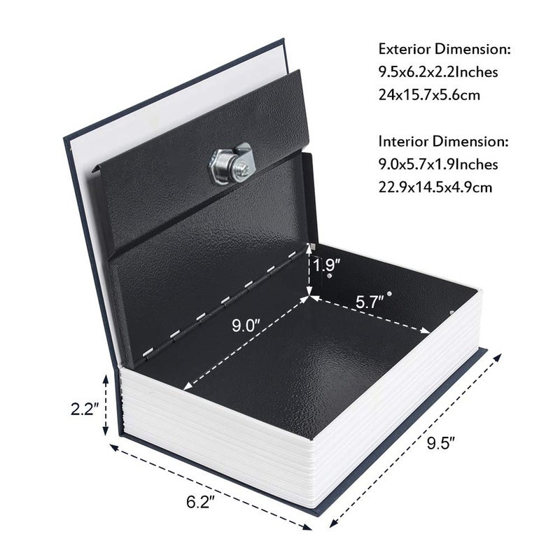 KYODOLED صندوق أمان كتاب KYODOLED مع قفل مفتاح محمول صندوق أمان معدني قاموس كتاب أمان مخفي 95 x 61 x 2 2 بحري كبير - Image 4