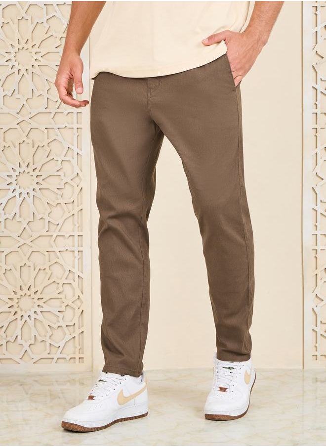 Styli Cotton Slub Relaxed Fit Ankle Length Pant  - Image 1