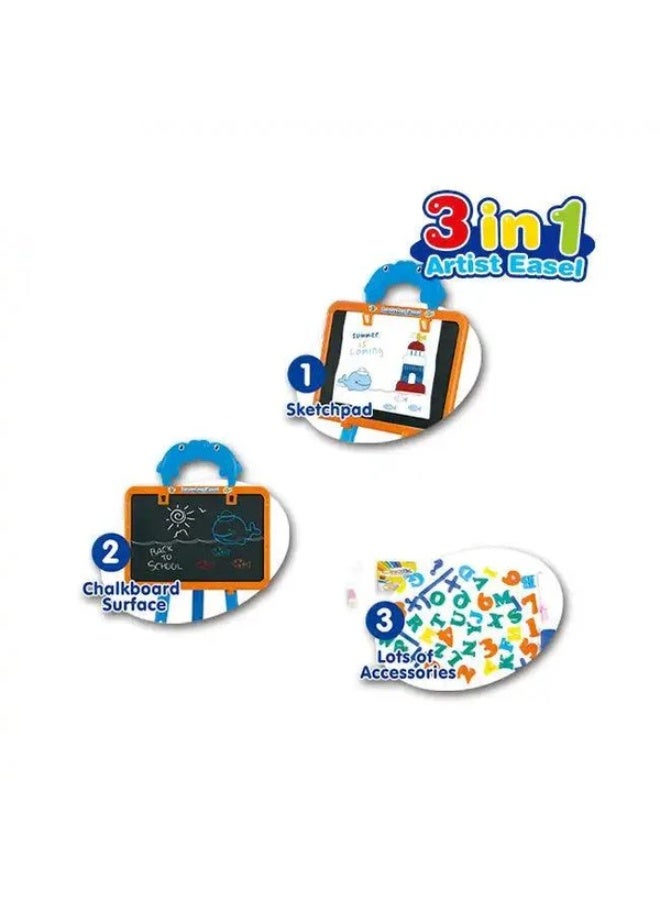 ليرنينج إيزل طاولة رسم مغناطيسية 3 في 1 – سبورة فنية مزدوجة الجوانب قابلة للمسح مع الحروف والأدوات للأطفال الأولاد والبنات - Image 3