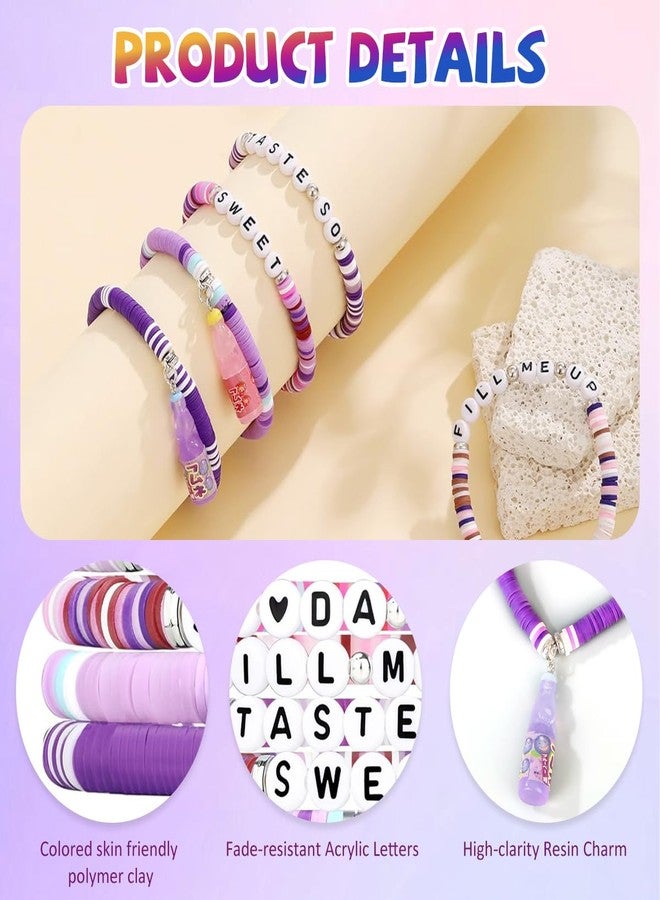 Fancyku® 6Pcs Bracelets for Women Girls K-Pop Clay Beads Bracelet Sets Colorful Letters Stretch Bracelets with Cute Bottle Charms Friendship Concert Jewelry Gift for Fans, Sister, Friends - Image 3