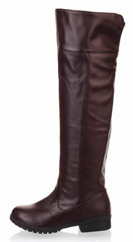 ACE SHOCK Men's Cosplay Boots Knee High Equestrian Boots Costume Shoes (9.5, brown) - Image 2