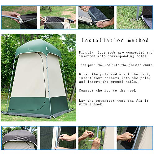 Vidalido Outdoor Shower Tent Changing Room Privacy Portable Camping Shelters (White+Green) - Image 5