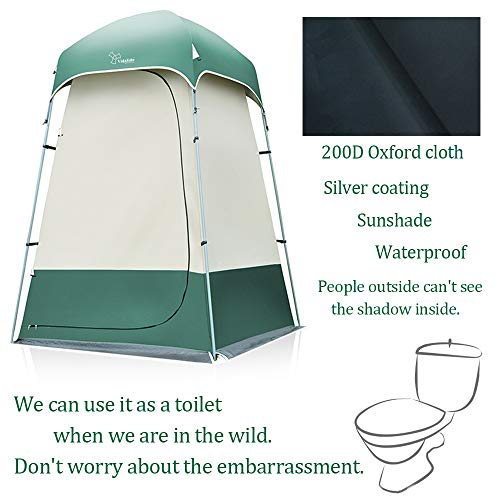 Vidalido Outdoor Shower Tent Changing Room Privacy Portable Camping Shelters (White+Green) - Image 4