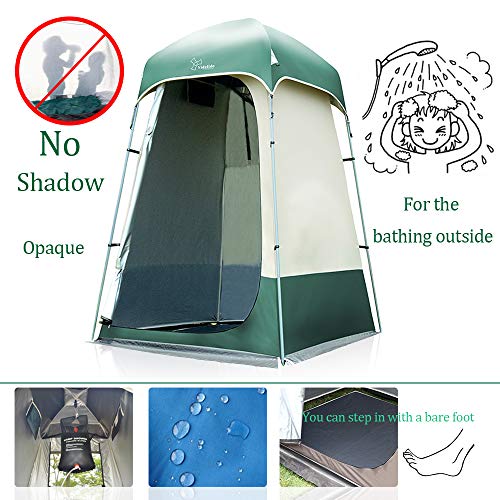 Vidalido Outdoor Shower Tent Changing Room Privacy Portable Camping Shelters (White+Green) - Image 3