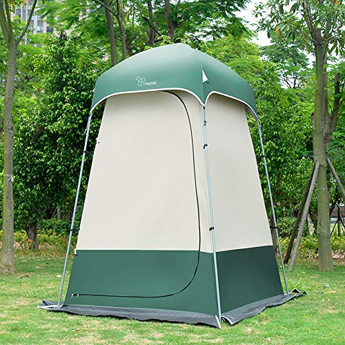 Vidalido Outdoor Shower Tent Changing Room Privacy Portable Camping Shelters (White+Green) - Image 2