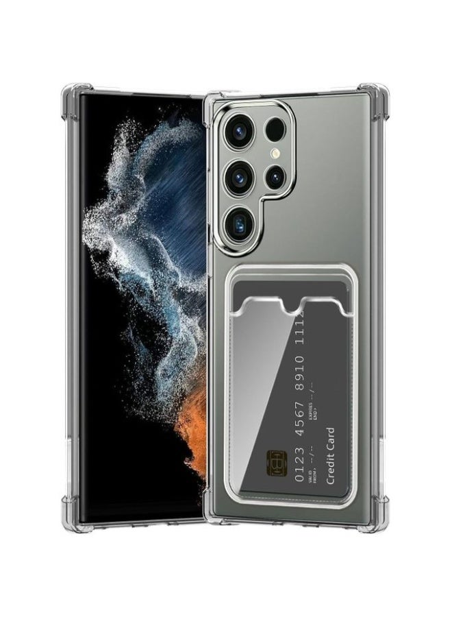 Clear Shockproof Wallet Case Compatible with Samsung Galaxy S24 Ultra - Image 1