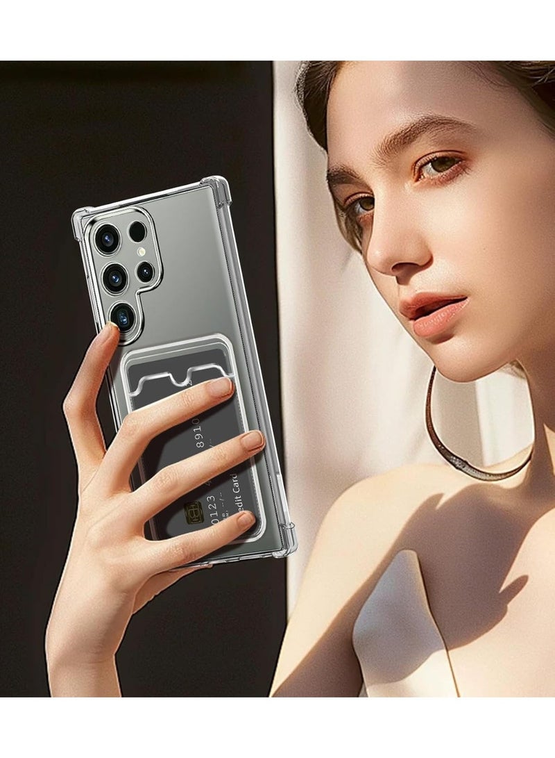 Clear Shockproof Wallet Case Compatible with Samsung Galaxy S24 Ultra - Image 2