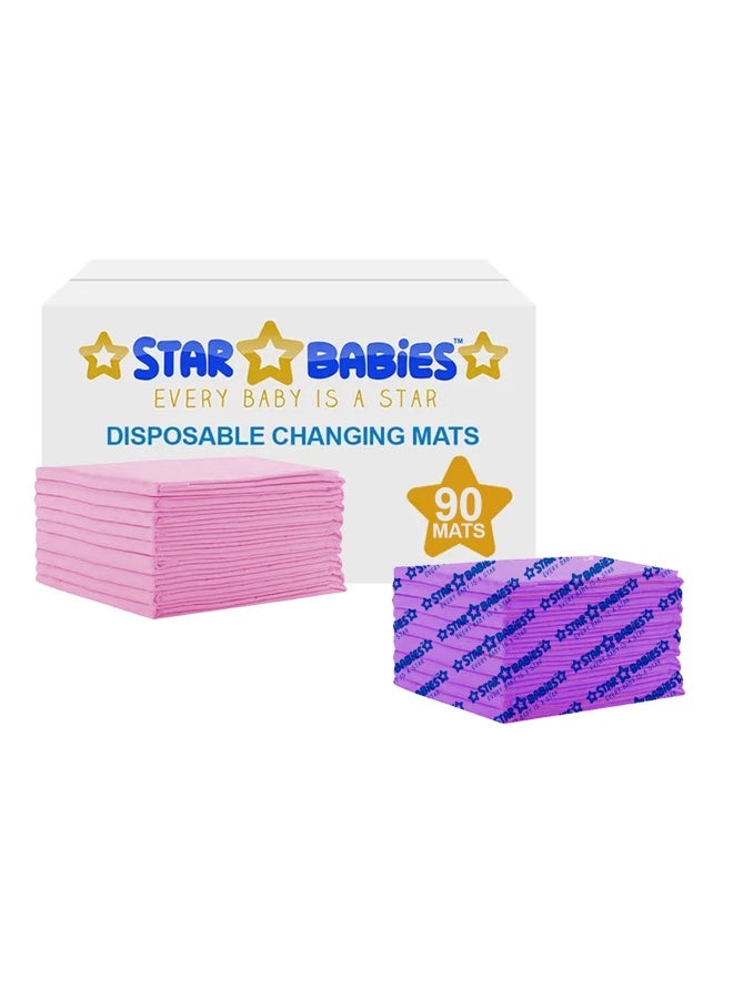 STAR BABiES Disposable Changing Mats Large 45 X 60Cm Pack Of 90 Pink - Image 1