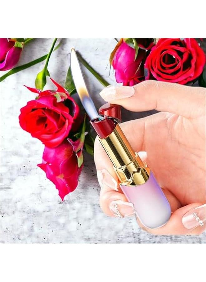 Generic Creative Lipstick Lighter, Soft Flame Butane Lighter, Refillable and Adjustable Open Flame Lighter, Cool Portable Windproof Lighter, Unique Birthday Gift for Ladies and Girlfriends(No Gas)-Pink  - Image 3