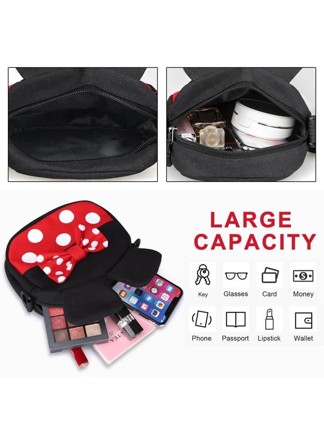 Dksyee Cute Disney Crossbody Bag for Little Girls Toddler Minnie Mouse Crossbody Purse Kids Small Shoulder Bags Mini Cartoon Cross Body Bag with Mouse Ears - Image 5
