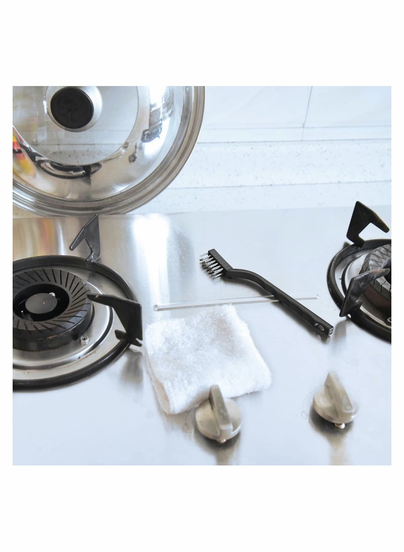 Mini Wire Brush Set, 15 Pcs Stainless Steel Brush Plastic Handles Wire Bristle Scratch Brush Set with Curved Handle for Cleaning Welding Slag and Rust - Image 3