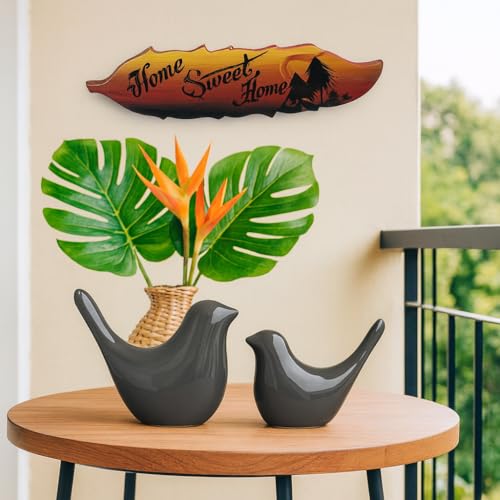 SRJANA Creative Grey Glossy Ceramic Birds Figurines Home Decorations Accessories Party (Pack of 2, Grey) - Image 3