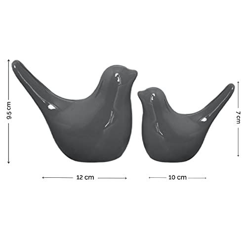 SRJANA Creative Grey Glossy Ceramic Birds Figurines Home Decorations Accessories Party (Pack of 2, Grey) - Image 4