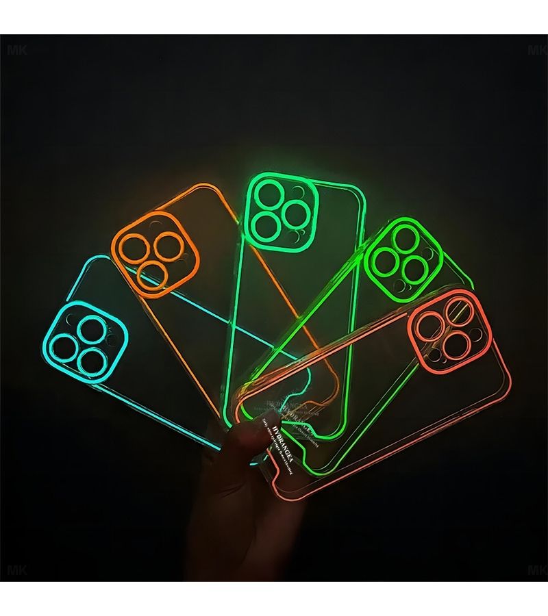 غلاف هاتف مضيء باللون الأخضر لجهاز iPhone 16 Pro، بتصميم أوراق نباتية ورسوم كرتونية، هدية - Image 4