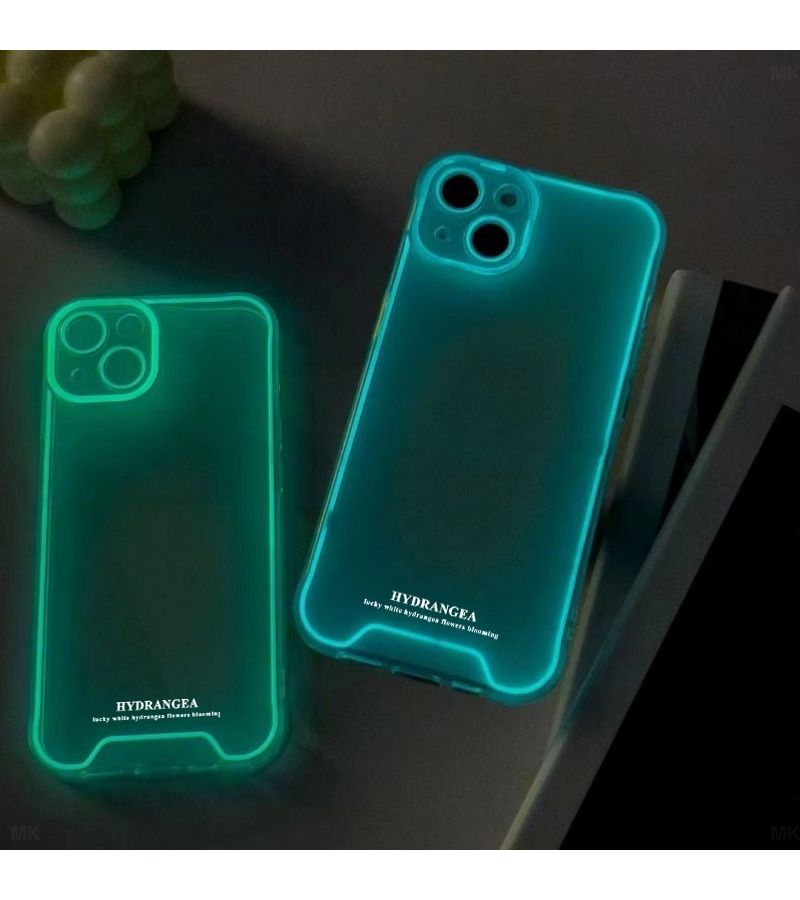 غلاف هاتف مضيء باللون الأخضر لجهاز iPhone 16 Pro، بتصميم أوراق نباتية ورسوم كرتونية، هدية - Image 3