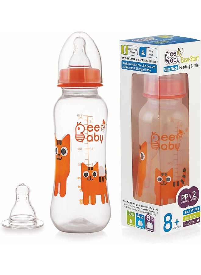 BeeBaby Easy Start Slim Neck Baby Feeding Bottle with 2 Anti-Colic Gentle Touch Silicone Nipples - Image 1