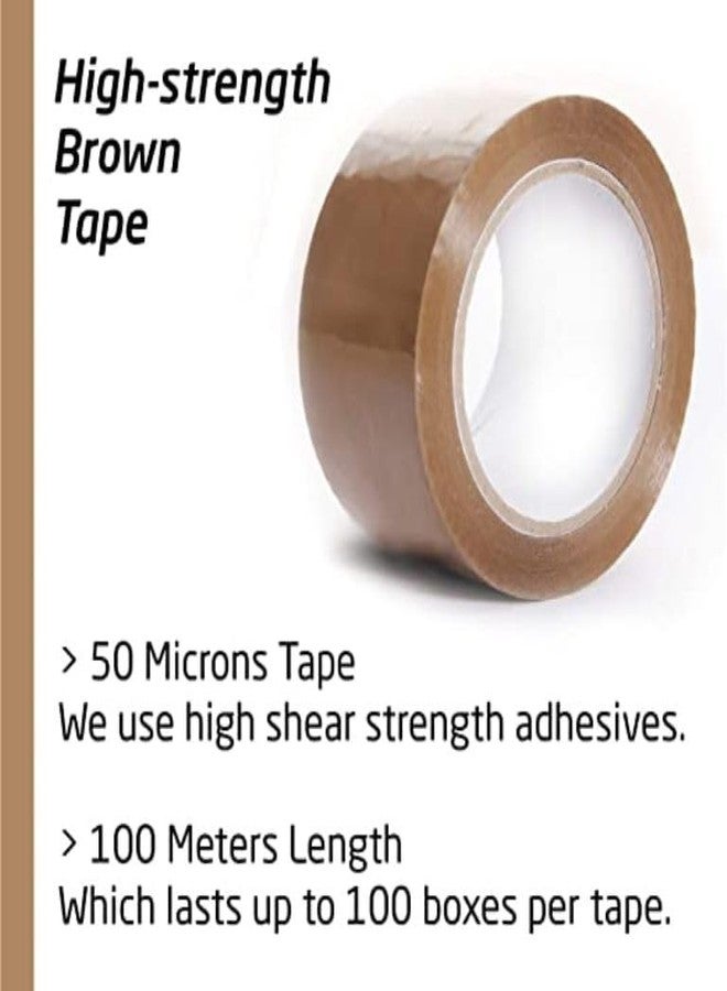 Elegance Brown BOPP Packing Tape 2 Inch x 100 Meter | 50 Micron High Strength Self Adhesive Tape | Heavy Duty Packaging Tape for Boxes, Shipping, Moving & E-commerce | Pack of 6 - Image 2