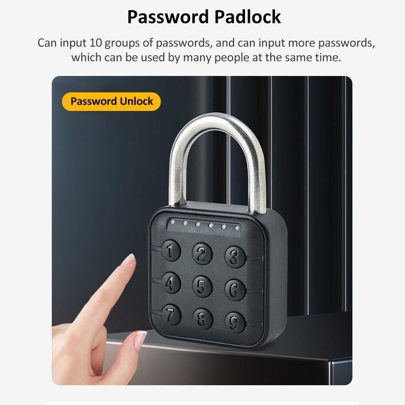Smart Lock Smart Padlock Rugged and Durable Padlock for Luggage, Trunk, Doors Padlock CR2032 Button Cell Power Supply Padlock - Image 2