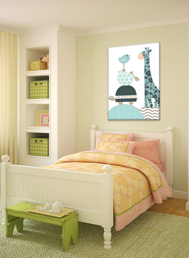 LOWHA Framed Canvas Wall Art Stretched Over Wooden Frame with Bird,Giraffe & Turtles Painting, For Home, Living Room, Office Decor  - Image 3