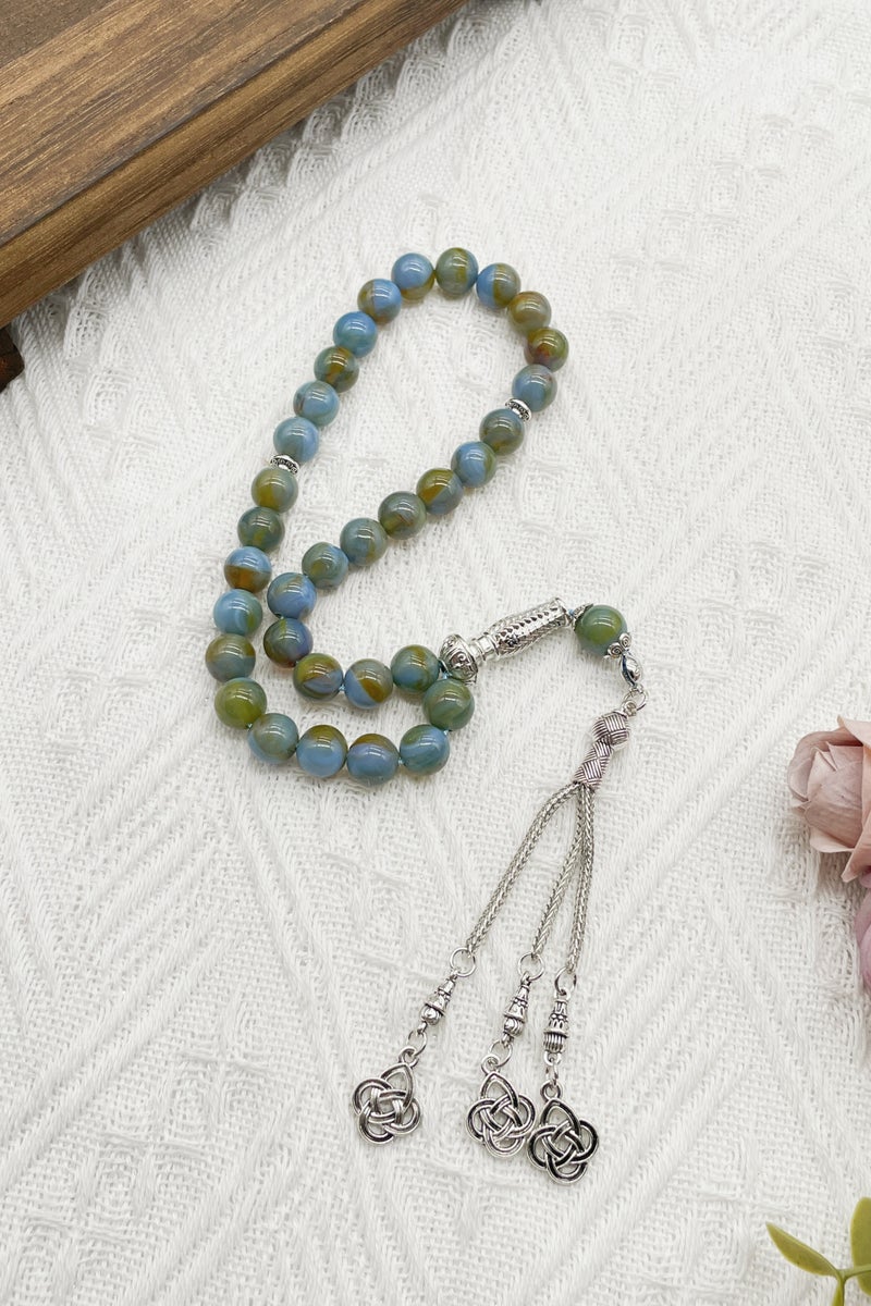 Tasbih 10mm 33-bead glass prayer beads Arabic bracelet handcrafted - Image 2
