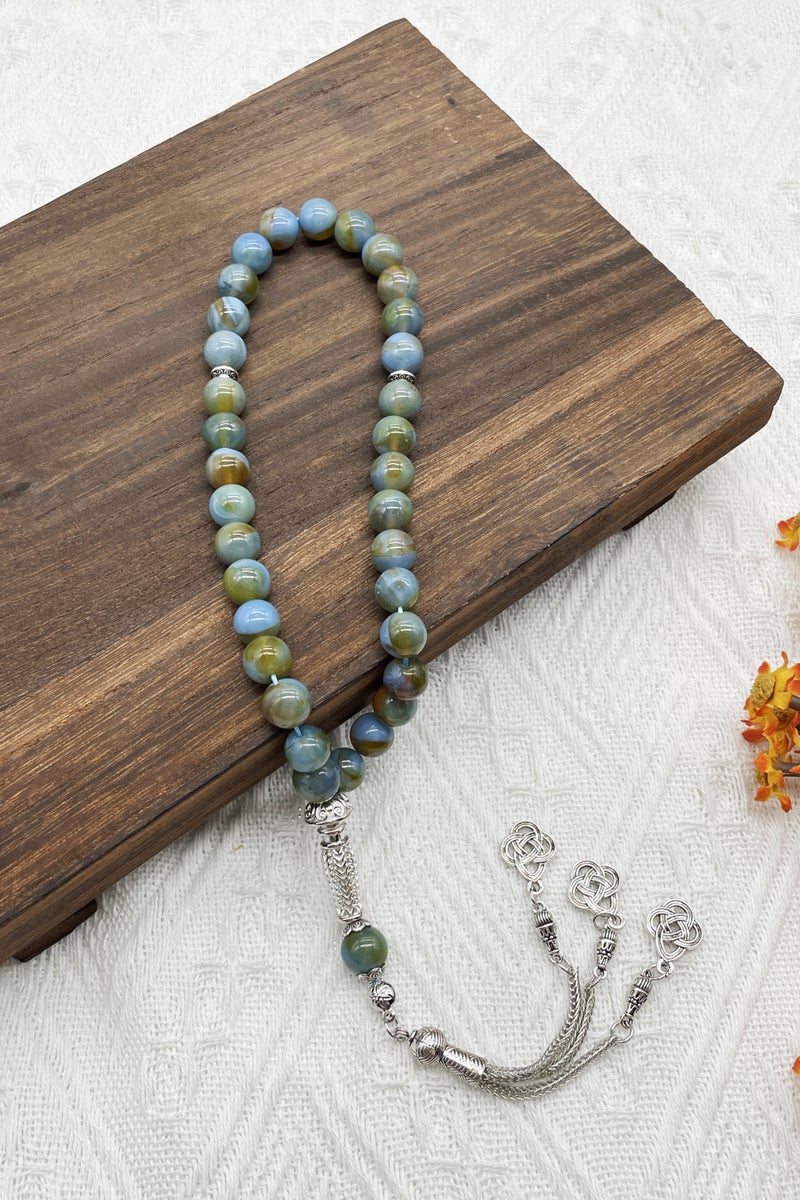 Tasbih 10mm 33-bead glass prayer beads Arabic bracelet handcrafted - Image 3