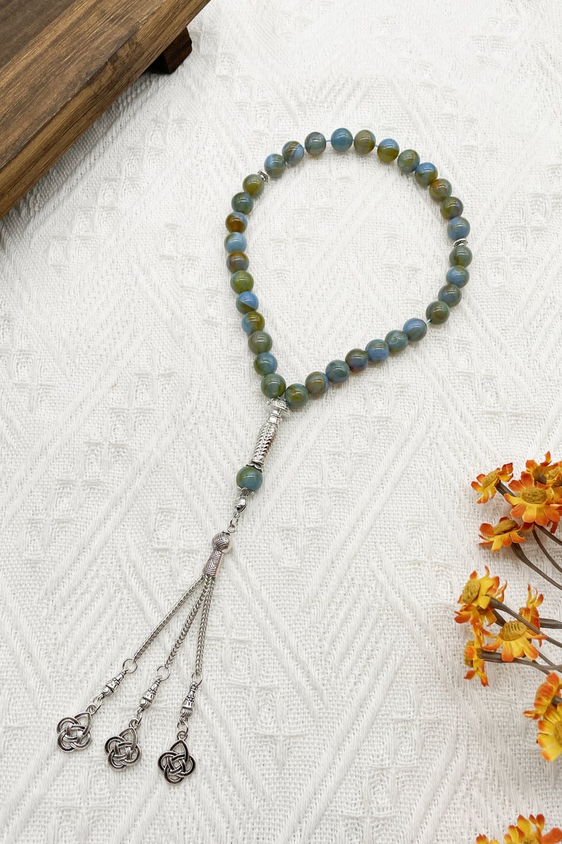 Tasbih 10mm 33-bead glass prayer beads Arabic bracelet handcrafted - Image 1
