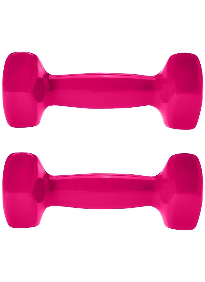 Fitness World Weightlifting dumbbell made of vinyl, 5 kg, pink color  - Image 3