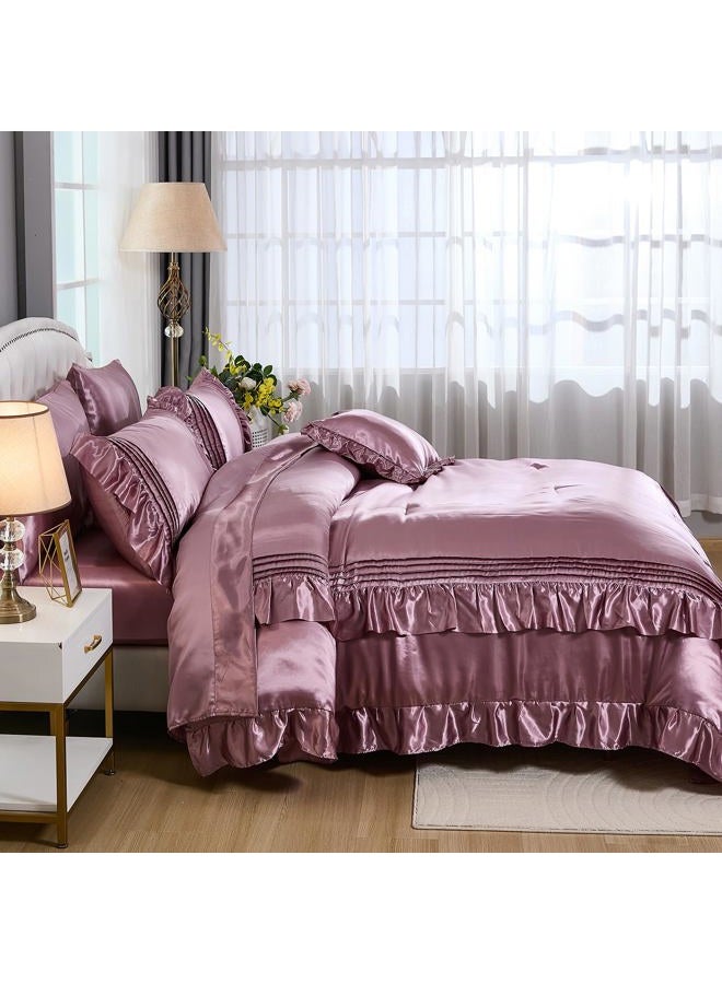 Bedbay Luxury Satin Comforter Set 8 Pieces Queen Comforter with Sheets Silk Like Satin Bed Set Blush Pink Bedding Bed in a Bag 1 Comforter 4 Pillowcasas 1 Flat Sheet 1 Fitted Sheet 1 Cushion Cove - Image 5