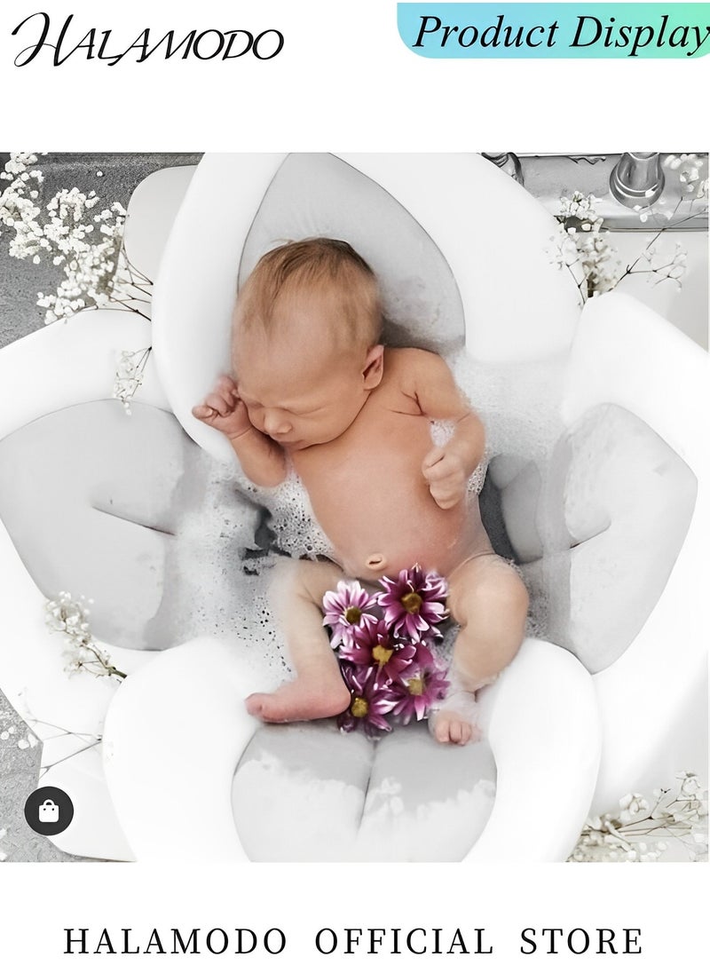HALAMODO - Baby Bath Seat Flower Baby Bath Pad Baby Tubs Infant Bathtub Mat Baby Essentials Must Haves for Newborn Infants to Toddler 0 to 6 Months and Up - Image 1