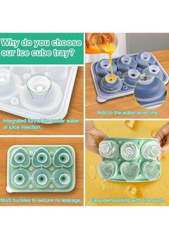 Y&D SYOSI Rose Ice Cube Mold Large Ices Cubes Tray Silicone Basketball Flower Heart Candy Chocolate Molds for Party Mothers Day Coffee Homemade Juice Pink  - Image 4