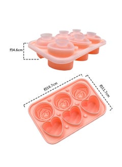 Y&D SYOSI Rose Ice Cube Mold Large Ices Cubes Tray Silicone Basketball Flower Heart Candy Chocolate Molds for Party Mothers Day Coffee Homemade Juice Pink  - Image 5